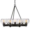 Golden Lighting Galveston 9 Light Chandelier in Rubbed Bronze with Seeded Glass 4855-9 RBZ-SD